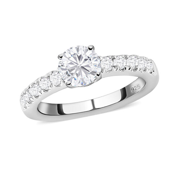 88 Facetten Moissanit-Ring, 925 Silber platiniert  ca. 1,14 ct image number 4