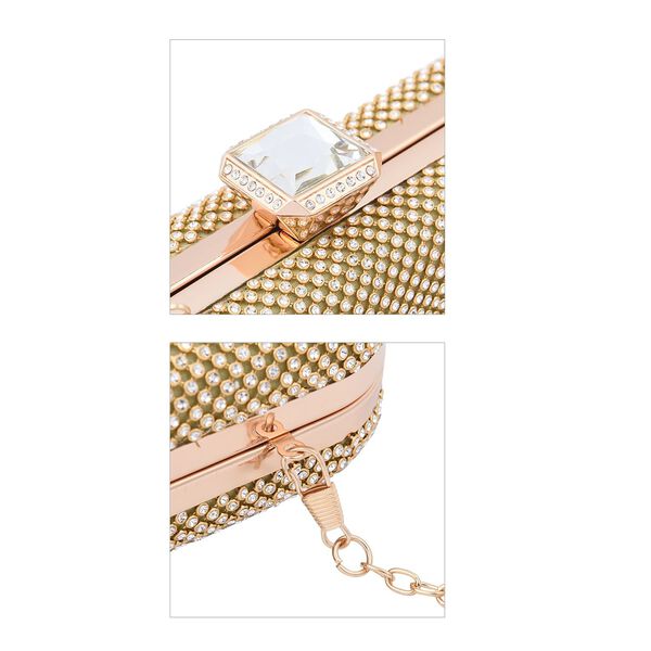 Moderne Clutch mit Kristallverzierung, 20x4x2 cm, Gold image number 5