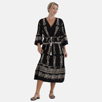  La Marey cotton Elastic waist v-neck  print dresses