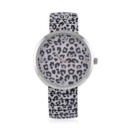 STRADA - Japanisches Uhrwerk, Flexible Uhr, Leopardenfellmuster