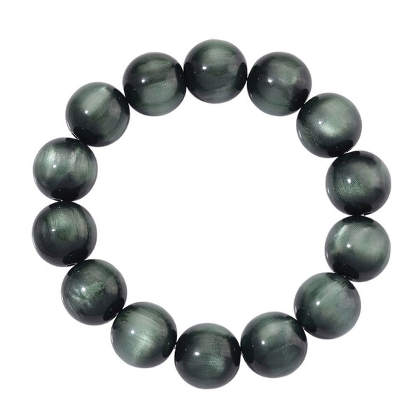 Simuliertes flexibles gr&uuml;nes Katzenauge Armband und 45+5cm Halskette image number 6