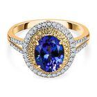 AAA Tansanit, Natürlicher gelber Diamant, Weißer Diamant Ring, 585 Gold, (Lieferzeit bei Vorbestellung), (Größe 18.00) ca. 2.59 ct