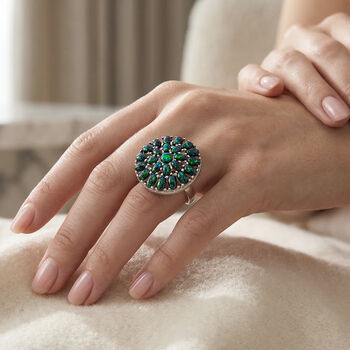 Simulierter schwarzer Opal Ring, flexibel (Gr&ouml;&szlig;e 17.00-19.00), 316L Edelstahl