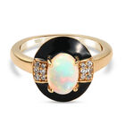 Natürlicher Äthiopischer Opal und Zirkon Ring 925 Silber vergoldet  ca. 1,02 ct image number 0