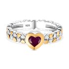 Afrikanischer Rubin (Fissure gefüllt) Ring 925 Silber platiniert und vergoldet (Größe 21.00) ca. 0,61 ct