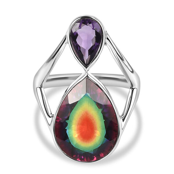 Sajen Silber-Himmlischer Quarz, Afrikanischer Amethyst Ring 925 Silber rhodiniert (Gr&ouml;&szlig;e 18.00) ca. 9.68 ct