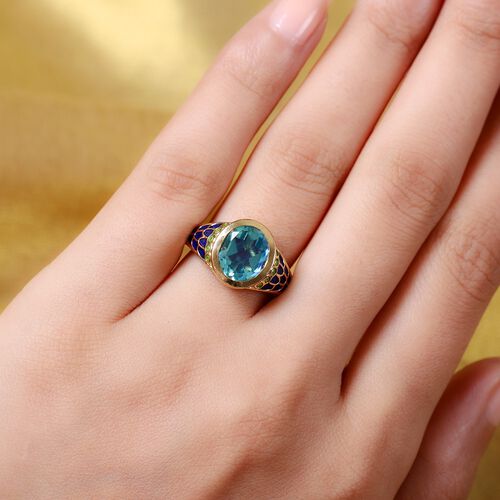 Pfau Triplett Quarz Ring 925 Silber 585 Vergoldet image number 0