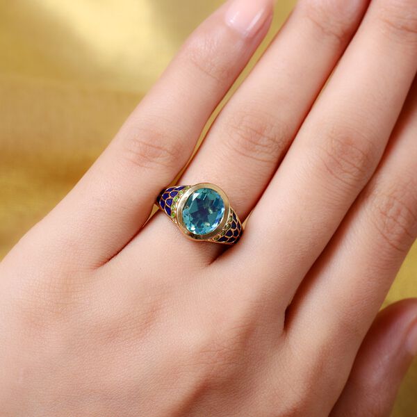 Pfau Triplett Quarz Ring 925 Silber 585 Vergoldet image number 0