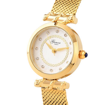 GENOA - Wei&szlig;er Zirkonia, Wei&szlig;es Perlmutt Schmuckset 316L Edelstahl IP-Gelbbeschichtung, Nickelfreies Messing IP-Gelbbeschichtung und Legierung IP-Gelbbeschichtung