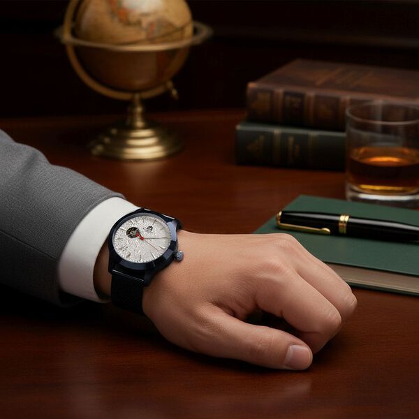 LUXUS SAMMLER EDITION - William Hunt Uhr, SEIKO AUTOMATIK Uhrwerk, Saphir Glashäuser, 5 ATM, Blaufarben Edelstahl Armband image number 3