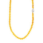 Citrin, Weiße Barockperle Halskette ca. 45 cm, Nickelfreies Messing gelb vergoldet