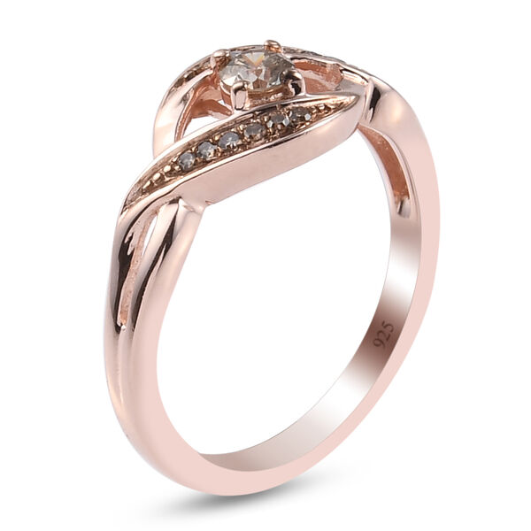 Champagner Diamant Ring 925 Silber Rosegold Vermeil image number 5
