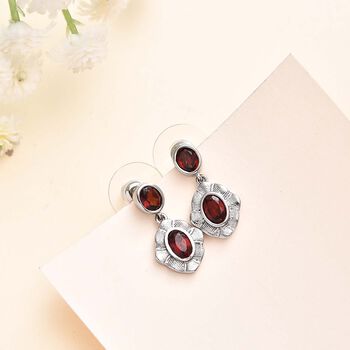 Mosambik Granat Ohrringe  Edelstahl ca. 2.04 ct