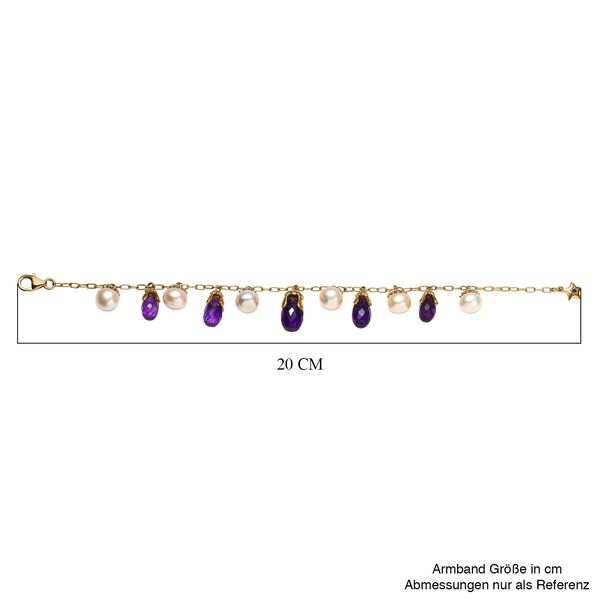 GP Italian Garden Kollektion- AA afrikanisches Amethyst, wei&szlig;es Perle und blaues Saphir 19cm Armband- 49,82 ct. image number 4