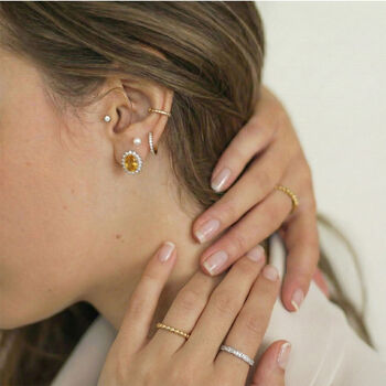 AA Citrin, Zirkon Ohrringe 925 Silber Gelbgold Vermeil ca. 1.71 ct