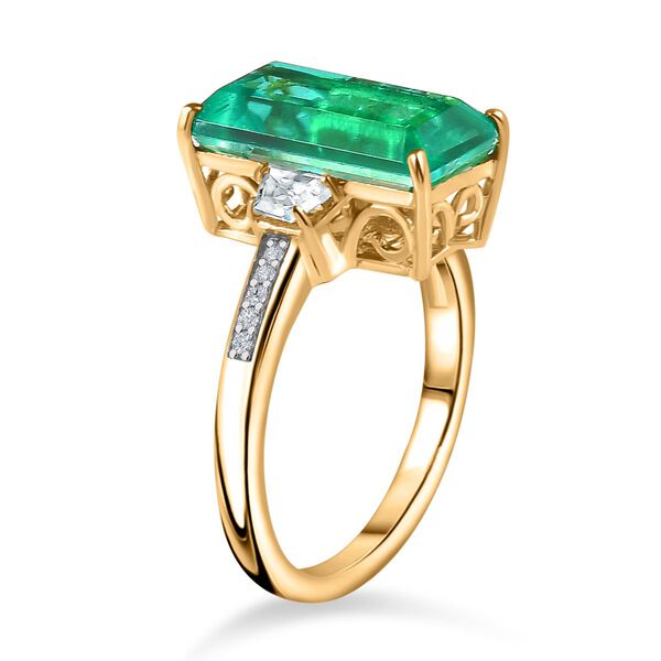 Smaragd Quarz Triplett und Zirkon Ring - 5,30 ct. image number 5