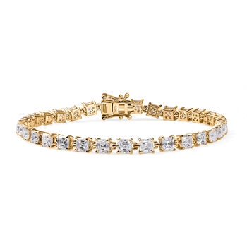 Moissanit 20cm Armband, 925 Silber 750 Gelbgold Vermeil - 11,17 ct.