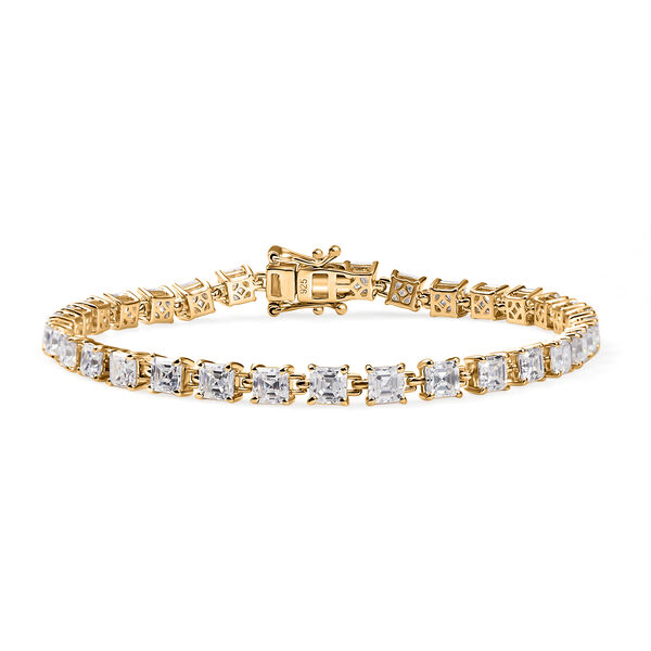 Moissanit 20cm Armband, 925 Silber 750 Gelbgold Vermeil - 11,17 ct.