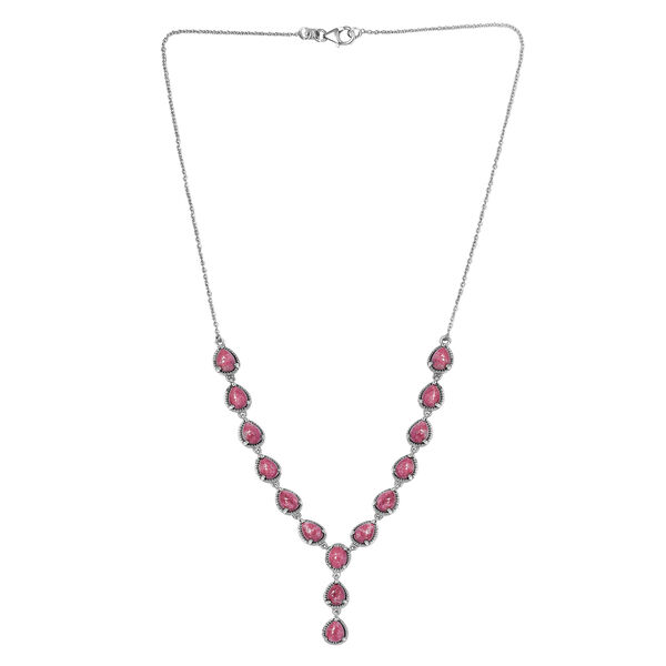 Norwegische Thulit-Halskette, ca. 45 cm, 925 Silber platiniert ca. 16.91 ct image number 4