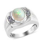 Natürlicher Äthiopischer Opal und Tansanit Herren Ring 925 Silber platiniert  ca. 1,84 ct image number 3