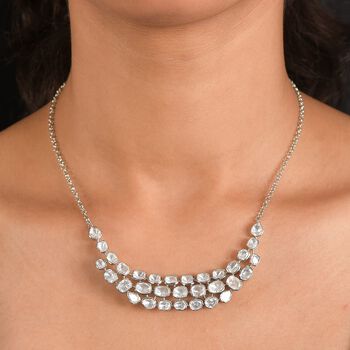 Polki Moissanit Halskette ca. 45 cm 925 Silber rhodiniert ca. 8.00 ct