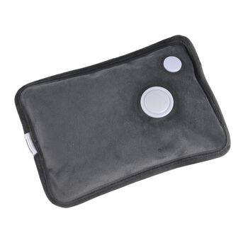 Elektrische W&auml;rmflasche mit Pl&uuml;schbezug und Ladefunktion, 19x27cm, Grau