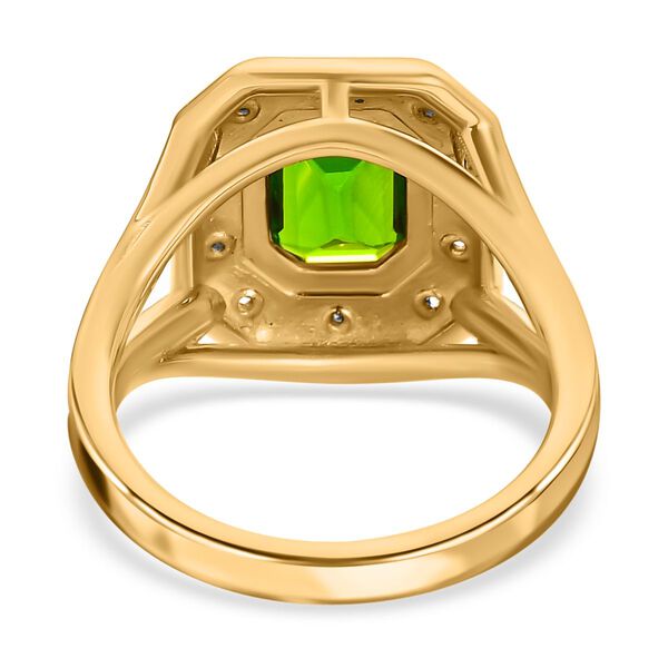 Nat&uuml;rlicher Chromdiopsid, Wei&szlig;er Zirkon Ring, 925 Silber vergoldet (Gr&ouml;&szlig;e 17.00) ca. 1.61 ct image number 6