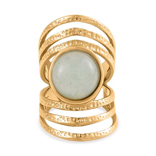 Grüner Aventurin Ring Reiner Edelstahl, goldfarben, (Größe 16.00) ca. 5.00 ct image number 0