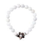 JARDIN-KOLLEKTION - schwarzes Perlmutt und weißes Jade Zirkon Armband, 19 cm, 925 Silber rhodiniert, ca. 96,14 ct