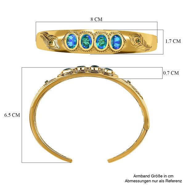 Paraiba Pfau Triplett Quarz und nat&uuml;rlicher Chromdiopsid-Armreif, 19cm - 8,68 ct. image number 5