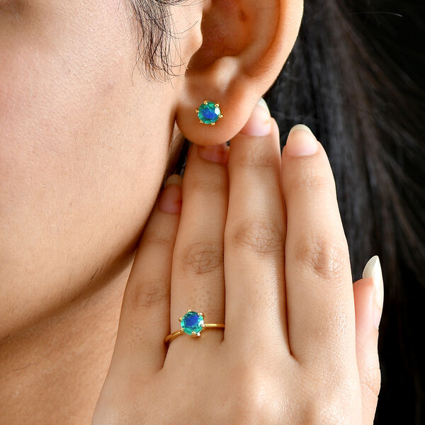 D'Joy Pfau Triplett Quarz und Zirkon Schmuckset, 925 Silber vergoldet - 2,93 ct. image number 3