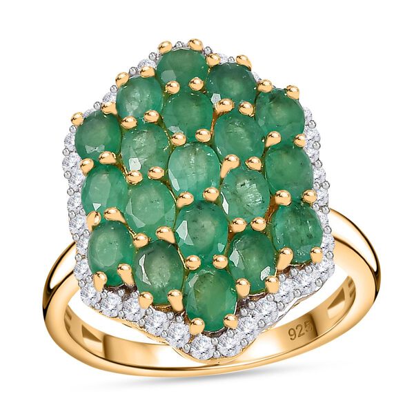 Kagem sambischer Smaragd und Zirkon Ring - 3,80 ct. image number 4