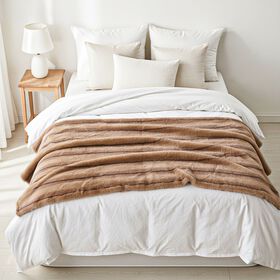 Serenity Night Premium Kuscheldecke in Pelzoptik, doppellagig und wendbar, 150x200cm, Beige