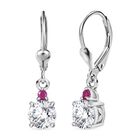 Moissanit, Afrikanischer Rubin (Fissure gefüllt) Ohrringe 925 Silber rhodiniert ca. 1.63 ct