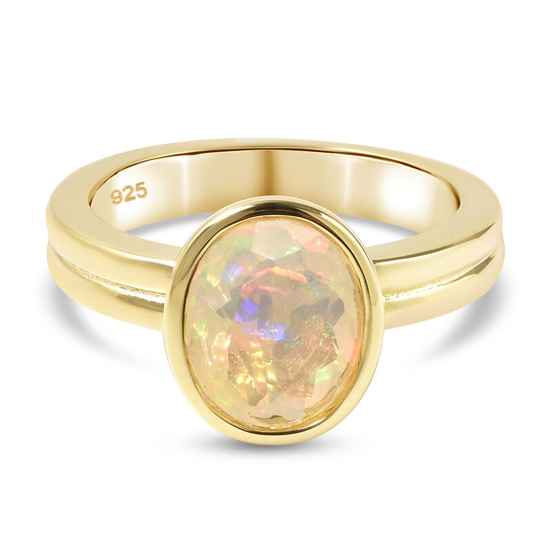 Natürlicher, äthiopischer Opal-Ring, 925 Silber Gelbgold Vermeil  ca. 1,45 ct image number 0