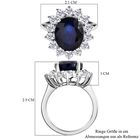 Blauer Saphir und Zirkon Halo Ring 925 Silber Platin-Überzug image number 6