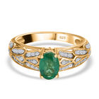 Sambischer Smaragd und Zirkon-Ring, 925 Silber Gelbgold Vermeil  ca. 1,03 ct image number 0