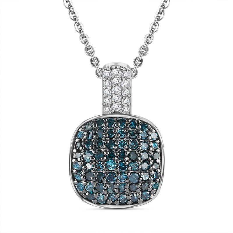 Blauer Diamant Anhänger mit Kette im Schmuckset, 925 Silber platiniert ca. 0,50 ct image number 0