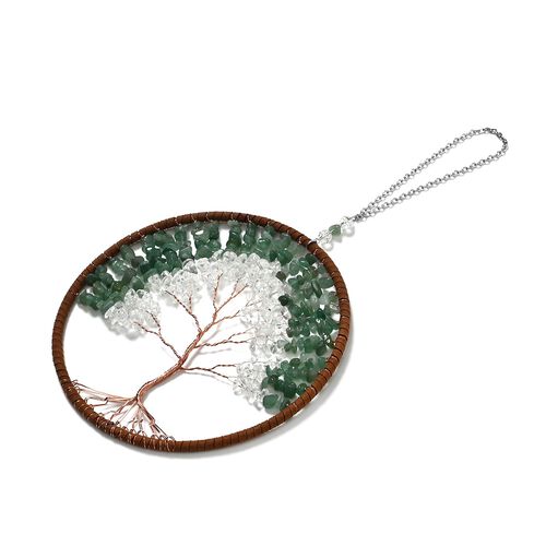 Handgefertigter Traumfänger mit grünem Aventurin aus Kupferdraht, 16 cm, Grün image number 1