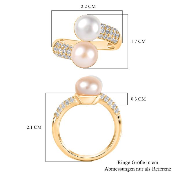 EverTrue weißer, Pfirsich Süßwasserperle und Zirkon Ring image number 7