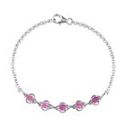 Ilakaka rosa Saphir (Fissure gefüllt) Armband, ca. 19 cm, 925 Silber platiniert ca. 1.67 ct