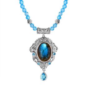 Kunsthandwerklicher Stil, AAA Labradorit Halskette, 76,02 Ct.