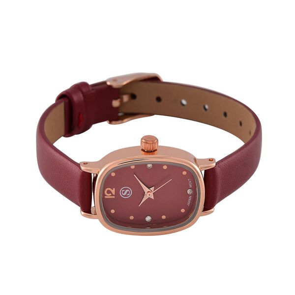 STRADA PC21S Uhr mit Japanischem Uhrwerk, Ros&eacute;goldfarbenem Geh&auml;use und Kaffeebraunem PU-Armband image number 4