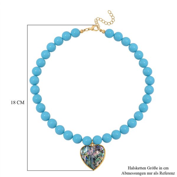 Sleeping Beauty türkisfarbene Muschelkernperlen und Abalone-Muschel Halskette, 45 cm - 335 ct. image number 5