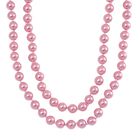 Rosa Muschelkernperle Halskette, ca. 100 cm, Reiner Edelstahl