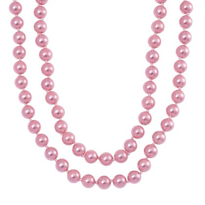 Rosa Muschelkernperle Halskette, ca. 100 cm, Reiner Edelstahl