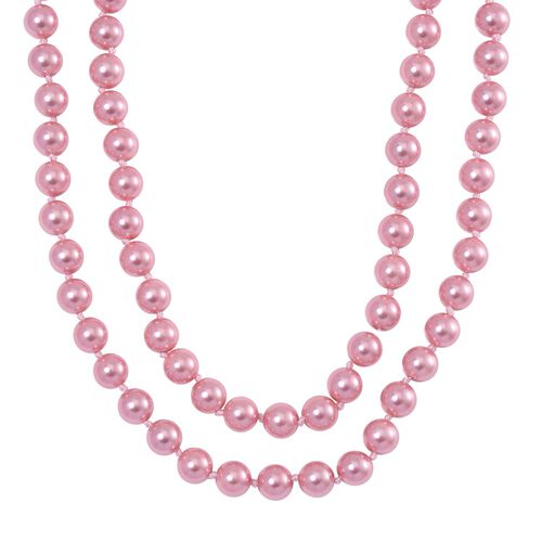 Rosa Muschelkernperlen Halskette, 100 cm image number 0
