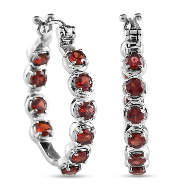 Rote Granat-Creolen, Edelstahl ca. 6,22 ct