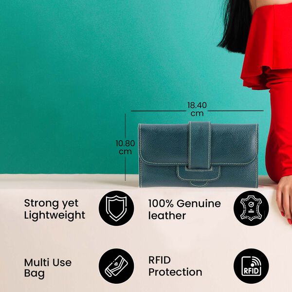 100% echte Leder Geldbörse mit RFID Schutz, 18.50x10.50 cm, Grau image number 10