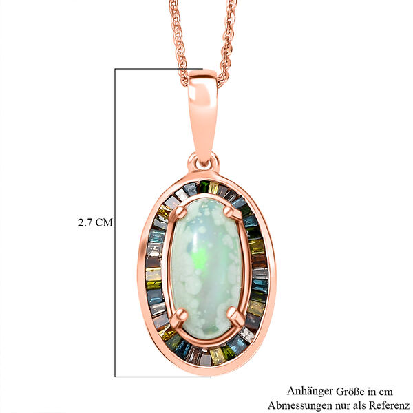 D’Joy AA natürlicher, äthiopischer Welo Opal und mehrfarbiger Diamant Anhänger mit 45cm Kette - 2,45 ct. image number 7